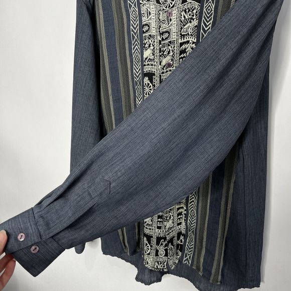 Vintage Husky Club Shirt Button Up Gray Blue Embroidered Men's Size Large - Picture 5 of 11